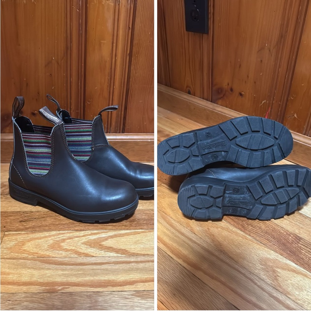 Blundstone Brown Ankle Boots with Striped Accents